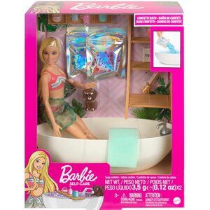 3/$55❤️open box Barbie Self-Care Soap Confetti Doll Bathtub Playset Accessories